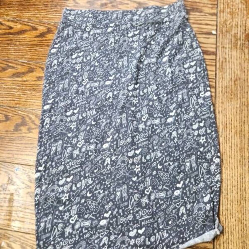 FRANK & EILEEN TEE LAB LIMITED EDITION LOVE PRINT BLACK & WHITE PRT SKIRT sz XS